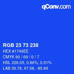 Color code: RGB 23 73 238 | qconv.com