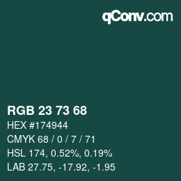 Color code: RGB 23 73 68 | qconv.com