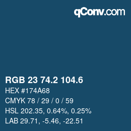 カラーコード: RGB 23 74.2 104.6 | qconv.com