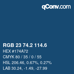 カラーコード: RGB 23 74.2 114.6 | qconv.com
