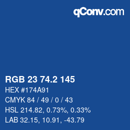 カラーコード: RGB 23 74.2 145 | qconv.com