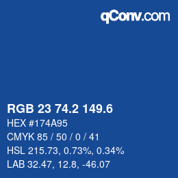 カラーコード: RGB 23 74.2 149.6 | qconv.com
