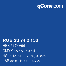 カラーコード: RGB 23 74.2 150 | qconv.com