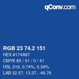 カラーコード: RGB 23 74.2 151 | qconv.com