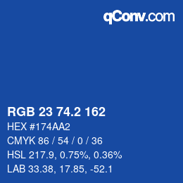 カラーコード: RGB 23 74.2 162 | qconv.com