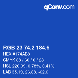 カラーコード: RGB 23 74.2 184.6 | qconv.com