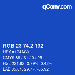 カラーコード: RGB 23 74.2 192 | qconv.com
