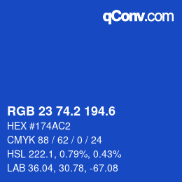 カラーコード: RGB 23 74.2 194.6 | qconv.com