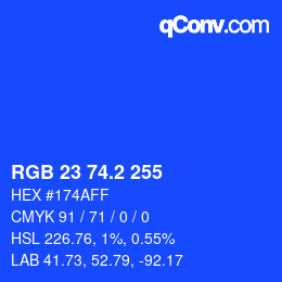 カラーコード: RGB 23 74.2 255 | qconv.com