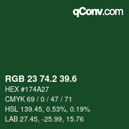 カラーコード: RGB 23 74.2 39.6 | qconv.com