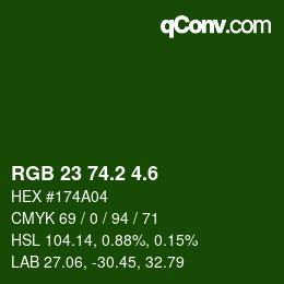 カラーコード: RGB 23 74.2 4.6 | qconv.com
