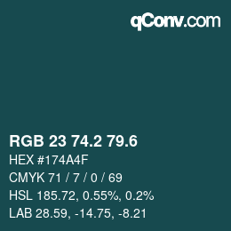 カラーコード: RGB 23 74.2 79.6 | qconv.com
