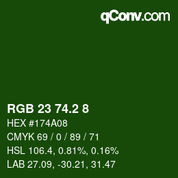 カラーコード: RGB 23 74.2 8 | qconv.com