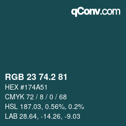 カラーコード: RGB 23 74.2 81 | qconv.com