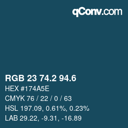 カラーコード: RGB 23 74.2 94.6 | qconv.com