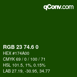 カラーコード: RGB 23 74.6 0 | qconv.com