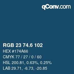 カラーコード: RGB 23 74.6 102 | qconv.com