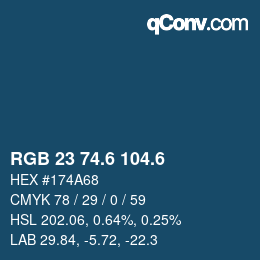 カラーコード: RGB 23 74.6 104.6 | qconv.com