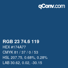カラーコード: RGB 23 74.6 119 | qconv.com