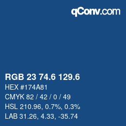 カラーコード: RGB 23 74.6 129.6 | qconv.com