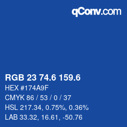 カラーコード: RGB 23 74.6 159.6 | qconv.com