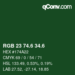カラーコード: RGB 23 74.6 34.6 | qconv.com
