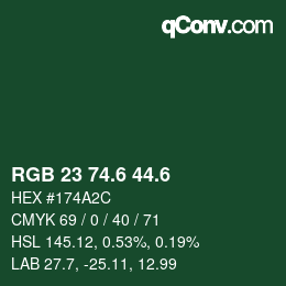 カラーコード: RGB 23 74.6 44.6 | qconv.com