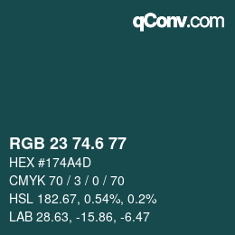 カラーコード: RGB 23 74.6 77 | qconv.com