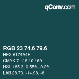 カラーコード: RGB 23 74.6 79.6 | qconv.com