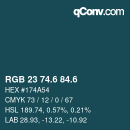 カラーコード: RGB 23 74.6 84.6 | qconv.com