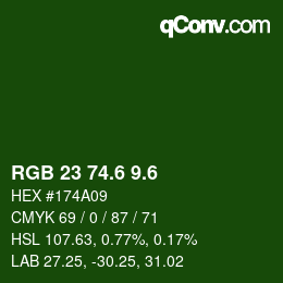 カラーコード: RGB 23 74.6 9.6 | qconv.com