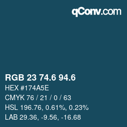 カラーコード: RGB 23 74.6 94.6 | qconv.com