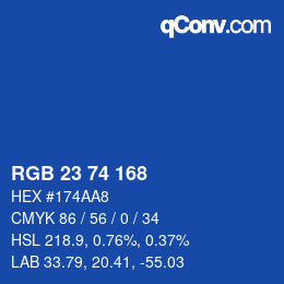 Color code: RGB 23 74 168 | qconv.com