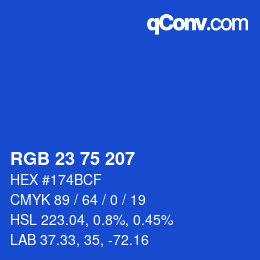 カラーコード: RGB 23 75 207 | qconv.com