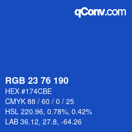 Color code: RGB 23 76 190 | qconv.com