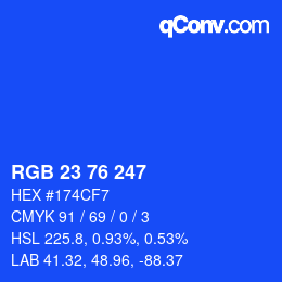 Color code: RGB 23 76 247 | qconv.com