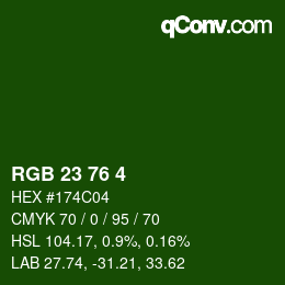 Color code: RGB 23 76 4 | qconv.com