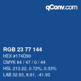 カラーコード: RGB 23 77 144 | qconv.com