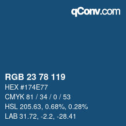 カラーコード: RGB 23 78 119 | qconv.com