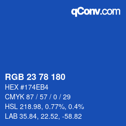 Color code: RGB 23 78 180 | qconv.com
