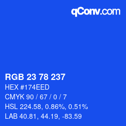 Color code: RGB 23 78 237 | qconv.com