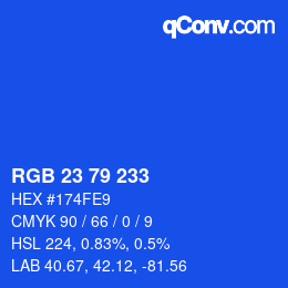 Color code: RGB 23 79 233 | qconv.com