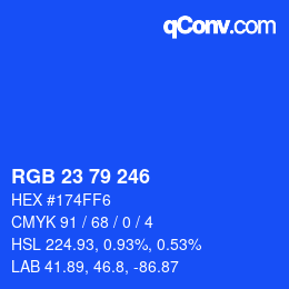 Color code: RGB 23 79 246 | qconv.com