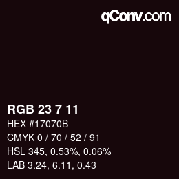 Color code: RGB 23 7 11 | qconv.com