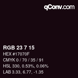 Color code: RGB 23 7 15 | qconv.com