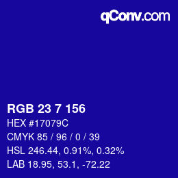 颜色代码: RGB 23 7 156 | qconv.com