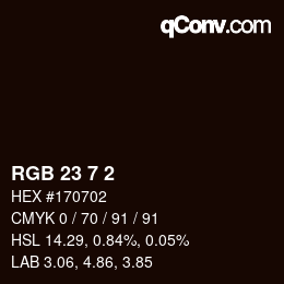 Color code: RGB 23 7 2 | qconv.com