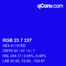 Color code: RGB 23 7 237 | qconv.com