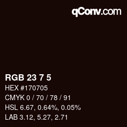 カラーコード: RGB 23 7 5 | qconv.com
