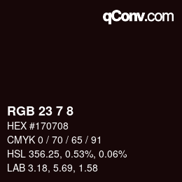 Farbcode: RGB 23 7 8 | qconv.com